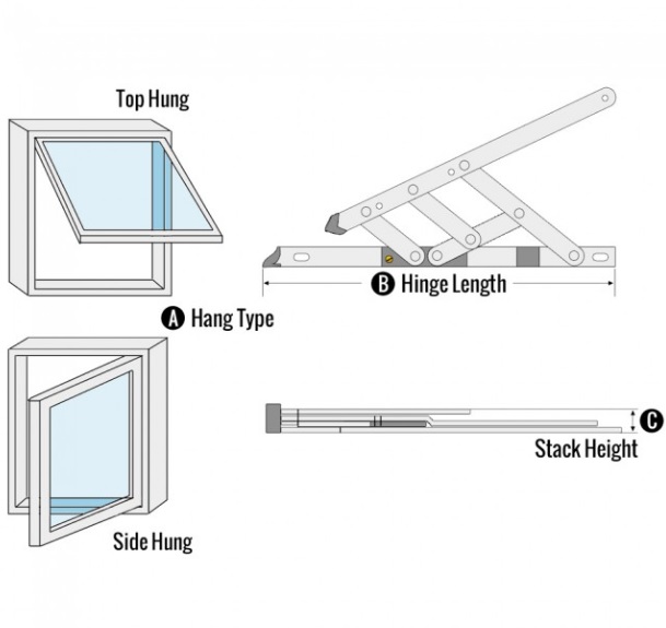 Standard Top Hung Friction Stay 13mm Stack Height (inc packers for 17mm)